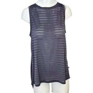 Lululemon Womens Twist, Open Back Tank, Striped, Sheer, Purple, Athletic